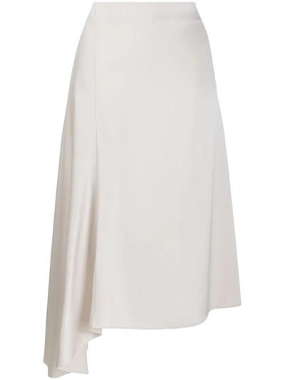 Filippa K Asymmetric Hem High-waisted Skirt In Ivory