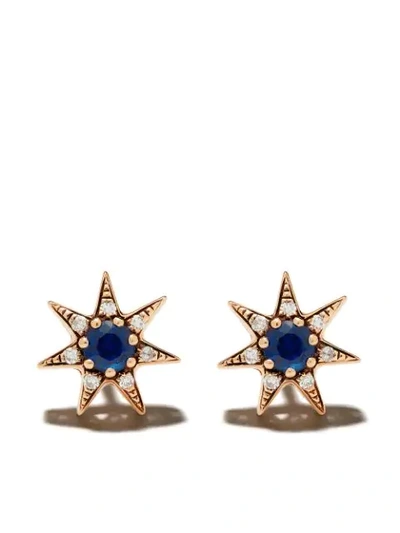 Selim Mouzannar 18kt Rose Gold Sapphire And Diamond Star Earrings