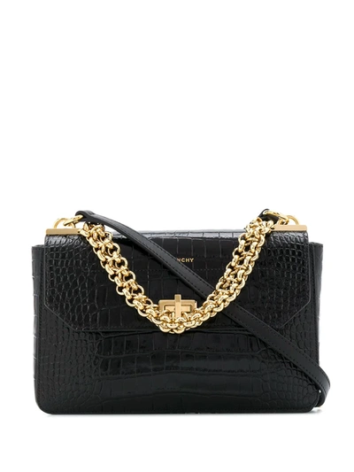 Givenchy Crocodile Embossed Crossbody Bag In Black