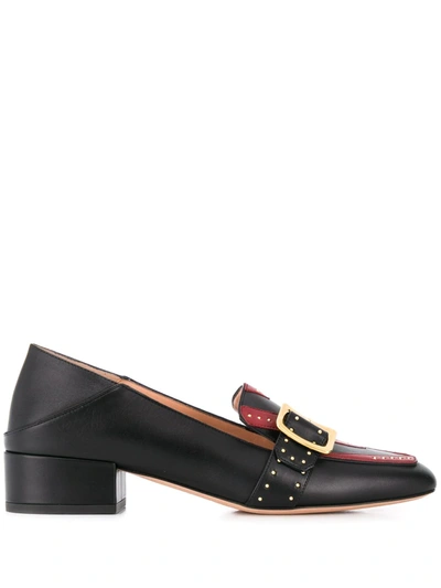 Bally Two-tone Buckle Loafers In Black