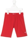 Monnalisa Kids' Crystal Logo Embellished Shorts In Red