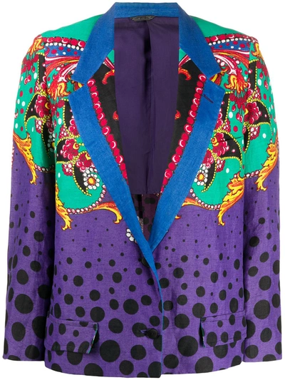 Pre-owned Versace Polka Dot Abstract Jacket In Purple
