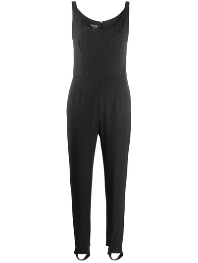 Pre-owned Chanel 2010s Stirrup Cuff Slim-fit Jumpsuit In Grey