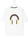 Fendi Kids' Ff Headphone Motif T-shirt In Gesso