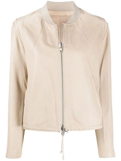Sword 6.6.44 Leather Bomber Jacket In Neutrals