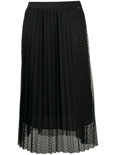 Liu •jo Pleated Midi Skirt In Black