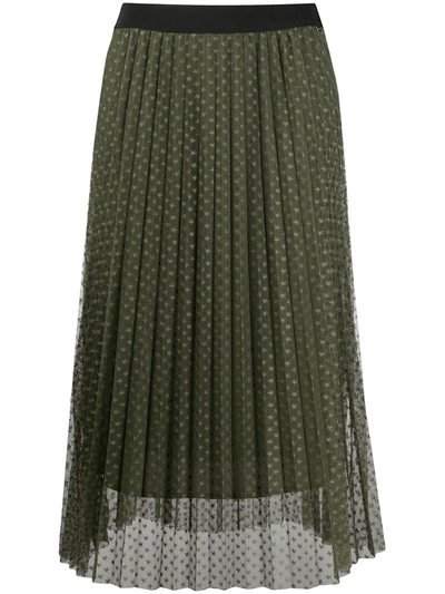 Liu •jo Pleated Tulle Skirt In Green