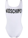 Moschino Logo Printed Swimsuit In White