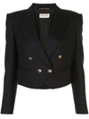 Saint Laurent Cropped Double-breasted Blazer In Black