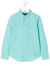 Polo Ralph Lauren Kids' Button-down Logo Shirt In Green