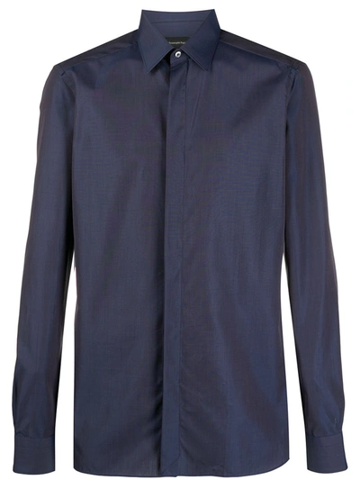 Ermenegildo Zegna Point-collar Shirt In Blue