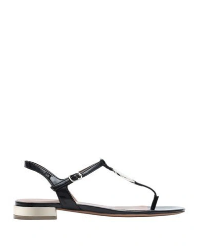 Emporio Armani Toe Strap Sandals In Black