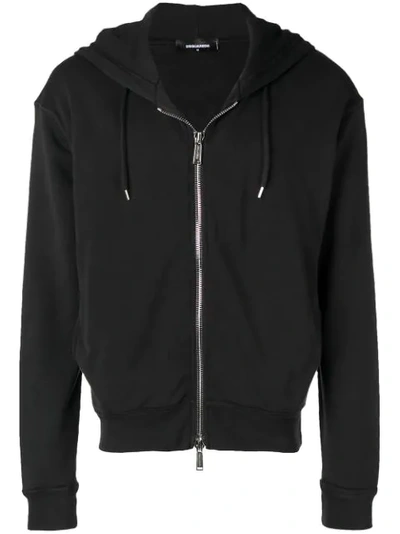Dsquared2 Logo Print Cotton Hoodie In Black