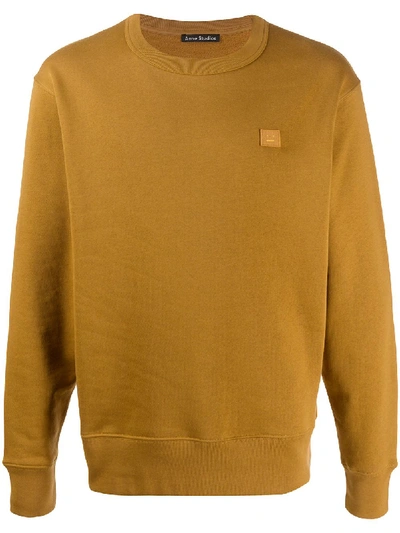 Acne Studios Fairview Face Sweatshirt In Brown Cotton