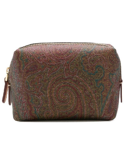 Etro Necessaire Paisley Pouch Clutch Bags In Brown