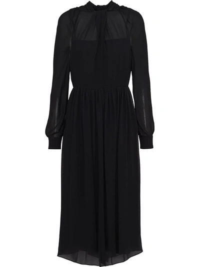 Prada Sablé Crepe Dress In Black