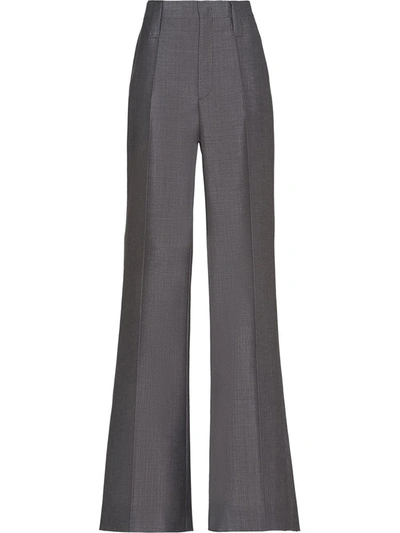 Prada Mohair-blend Flared Trousers In Grey