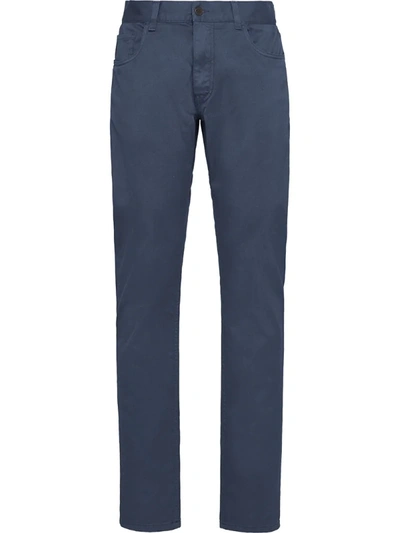 Prada Straight Chino Trousers In Blue