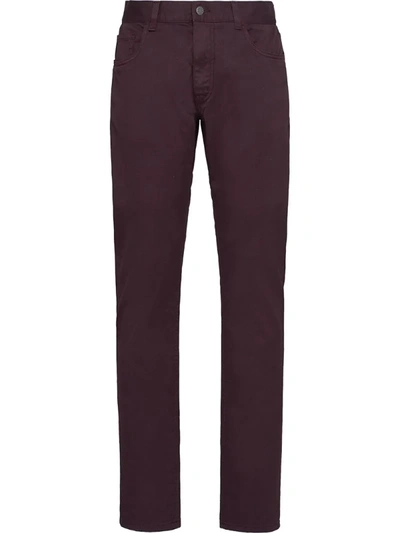 Prada Straight Chino Trousers In Brown