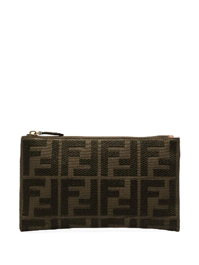 Fendi Ff Motif Clutch Bag In Green