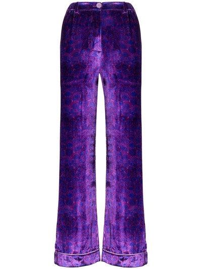 Helmstedt Grape-print Velvet Trousers In Purple