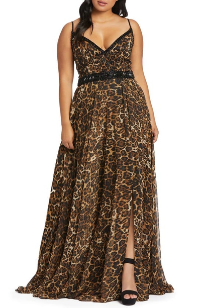 Mac Duggal Cheetah Print Chiffon Prom Dress In Cheetahlicious