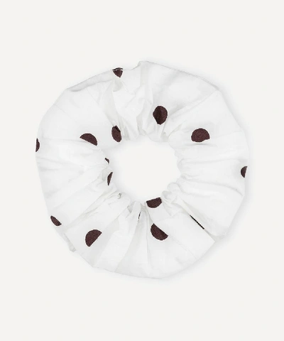 Ganni Printed Cotton Scrunchie In Egret