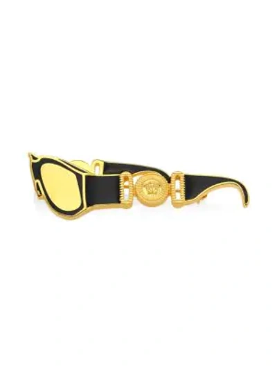 Versace Biggie Logo Sunglasses Pin In Black Gold