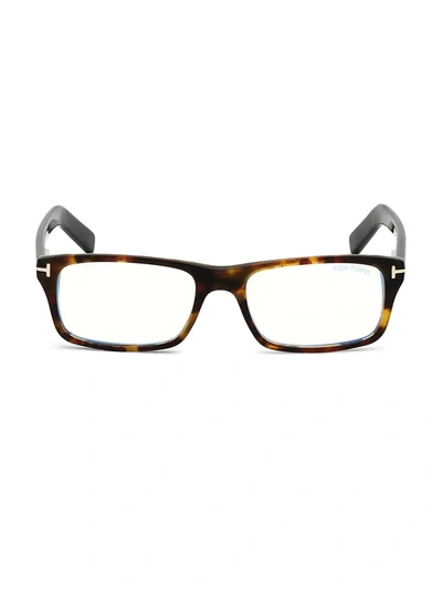 Tom Ford 55mm Square Blue Block Optical Glasses In Dark Havana