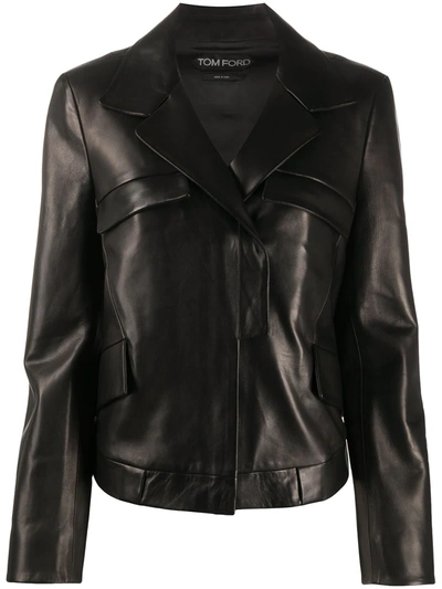 Tom Ford Classic Leather Jacket In Black