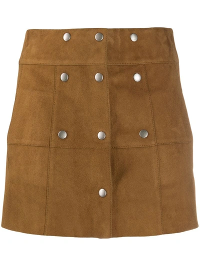 Saint Laurent Buttoned Mini Skirt In Brown