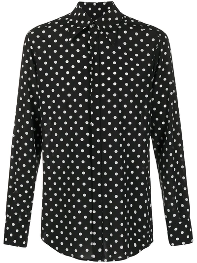 Dolce & Gabbana Polka Dot Printed Shirt In Black