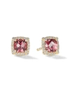 David Yurman Women's Petite Châtelaine Pavé Bezel Stud Earrings In 18k Yellow Gold With Gemstone In Pink Tourmaline