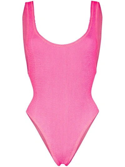 Reina Olga Ruby Crinkle-effect Swimsuit In Pink