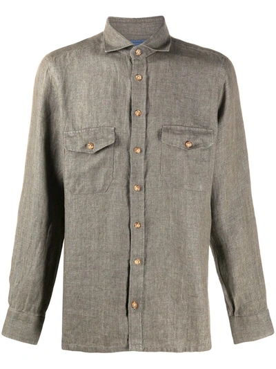 Barba Long-sleeve Fitted Shirt In Green