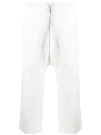 Rick Owens Drkshdw Cropped Drop-crotch Cargo Pants In White
