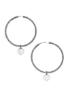 John Hardy Women's Chain Sterling Silver & 10mm White Freshwater Pearl Hoop Earrings
