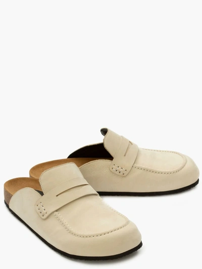 Jw Anderson Suede Loafer Mules In Off White