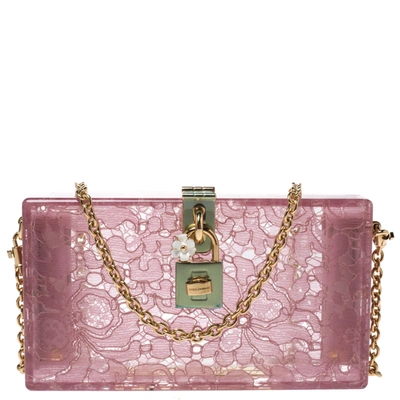 Pre-owned Dolce & Gabbana Pink Acrylic Lace Dolce Box Bag