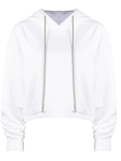 Rick Owens Drkshdw Graphic Text Print Hoodie In White