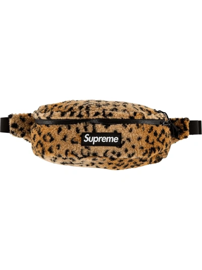 Supreme Leopard-print Fleece Belt Bag In Yellow