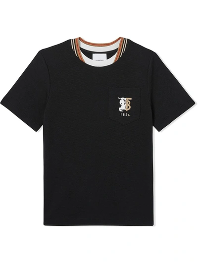 Burberry Kids' Striped Collar T-shirt In Black