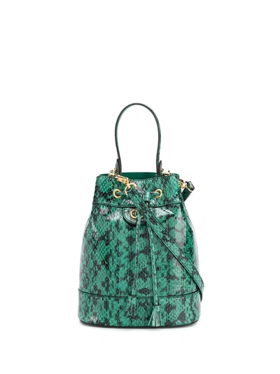Gucci Ophidia Snakeskin-effect Bucket Bag In Green