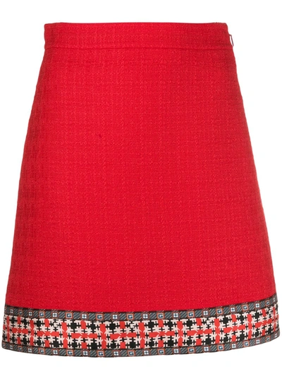 Gucci Tweed A-line Skirt In Red
