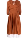 N°21 Contrast-hem Dress In Brown