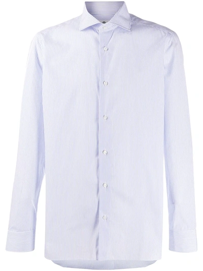 Borrelli Long-sleeved Striped Shirt In Blue