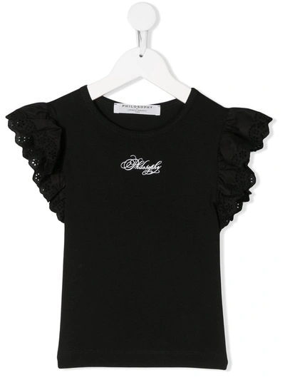 Philosophy Di Lorenzo Serafini Kids' Embroidered Logo Cotton T-shirt In Black