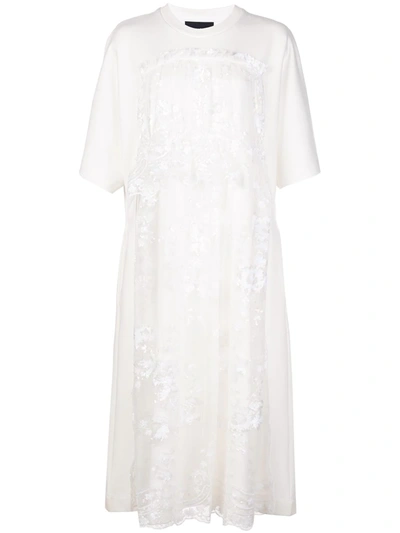 Simone Rocha Tiered-lace T-shirt Dress In White