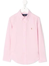 Ralph Lauren Kids' Button-down Logo Shirt In Pink