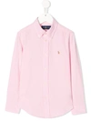 Polo Ralph Lauren Kids' Button-down Logo Shirt In Pink